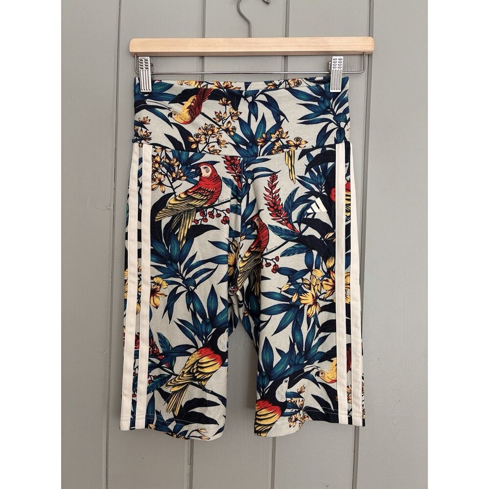 NWT Adidas x FARM Rio Women’s Bike Shorts Tropical Bird Print S Small NEW